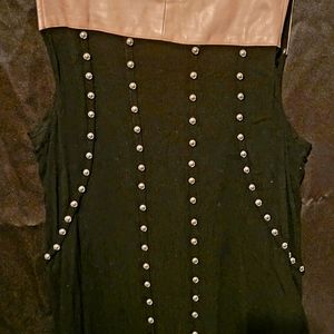 Womens HYFVE Sleeveless Blouse Studded Faux Leather Open Back size L